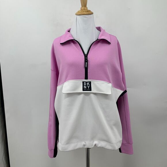 DKNY Sport Sweatshirt Womens M Medium Half Zip Pullover Colorblock Sweater - Picture 2 of 13